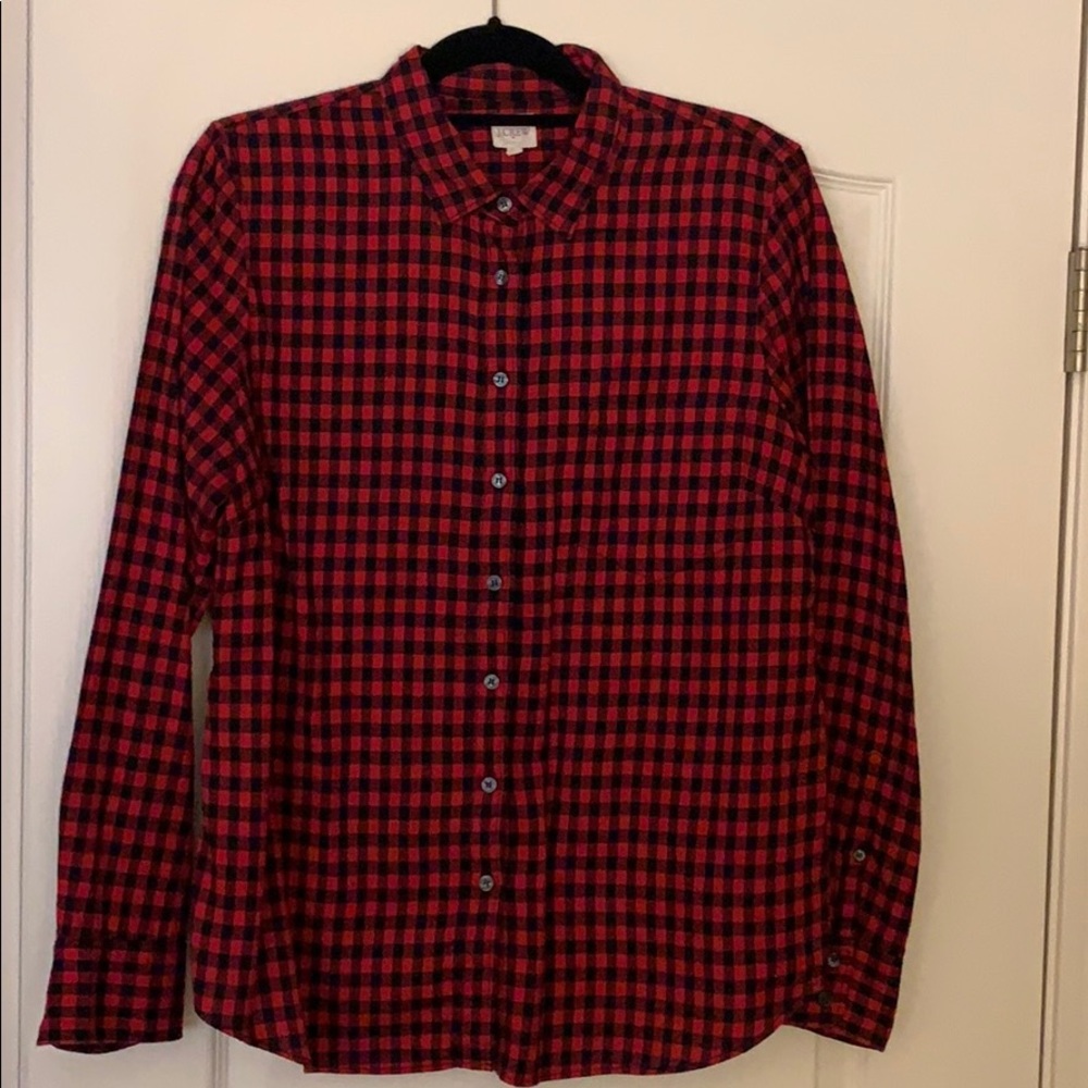 J CREW Buffalo plaid flannel shirt large Red/black